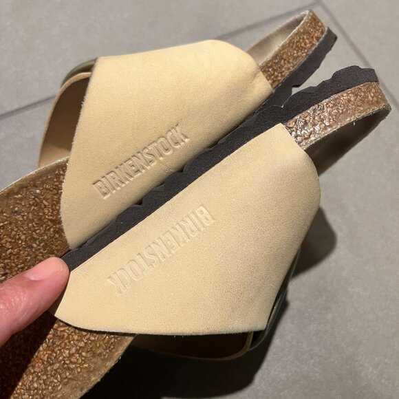 Madrid Big Buckle Nubuck Leather Almond Sandals Size EU 39 (8-8.5 US) - Picture 10 of 11